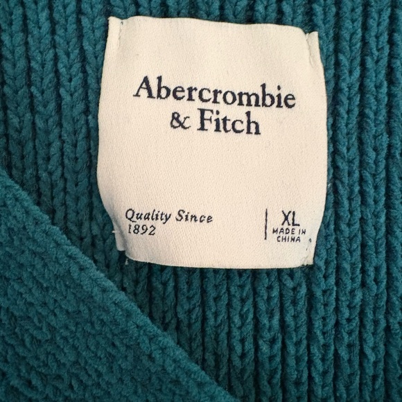 Abercrombie & Fitch Turquoise Chenille V-Neck Button Cardigan - Picture 3 of 3